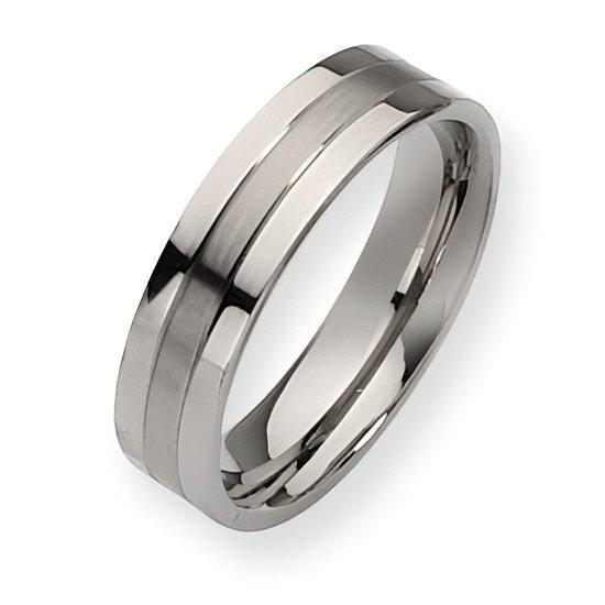 Titanium Grooved Approx. 0.24 Inch Brushed and Polished Wedding Band