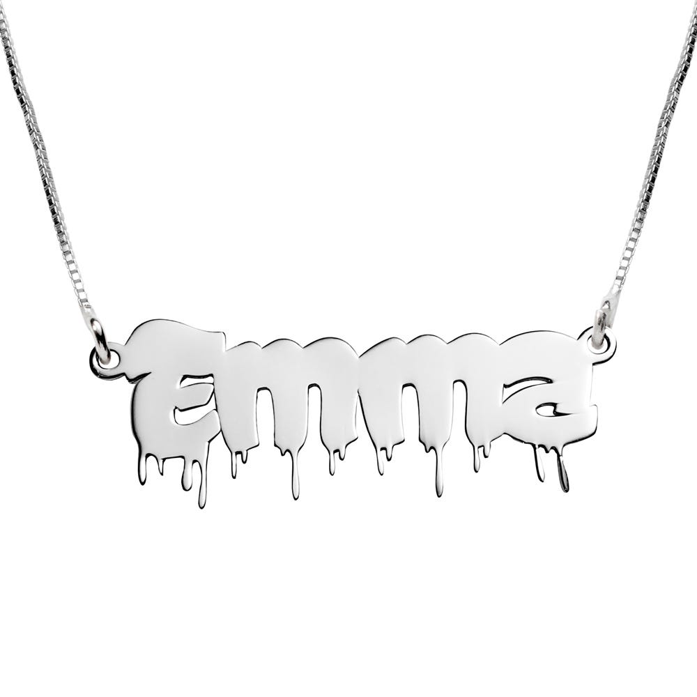 Custom Drip Bubble Name Necklace