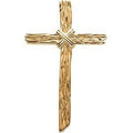 14K Yellow Gold Wooden Texture Cross Pendant