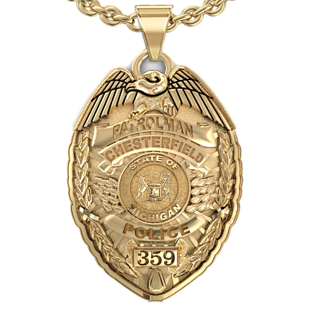 Personalized Michigan Police Badge with Your Name, Rank, Number & Department