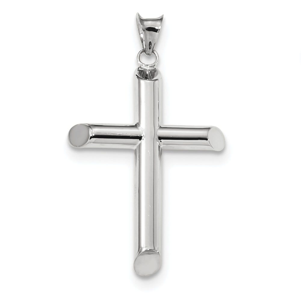Polished Tube Rounded-Arm Cross Pendant