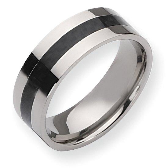 Titanium Carbon Fiber Flat Approx. 0.31 Inch Polished Wedding Band