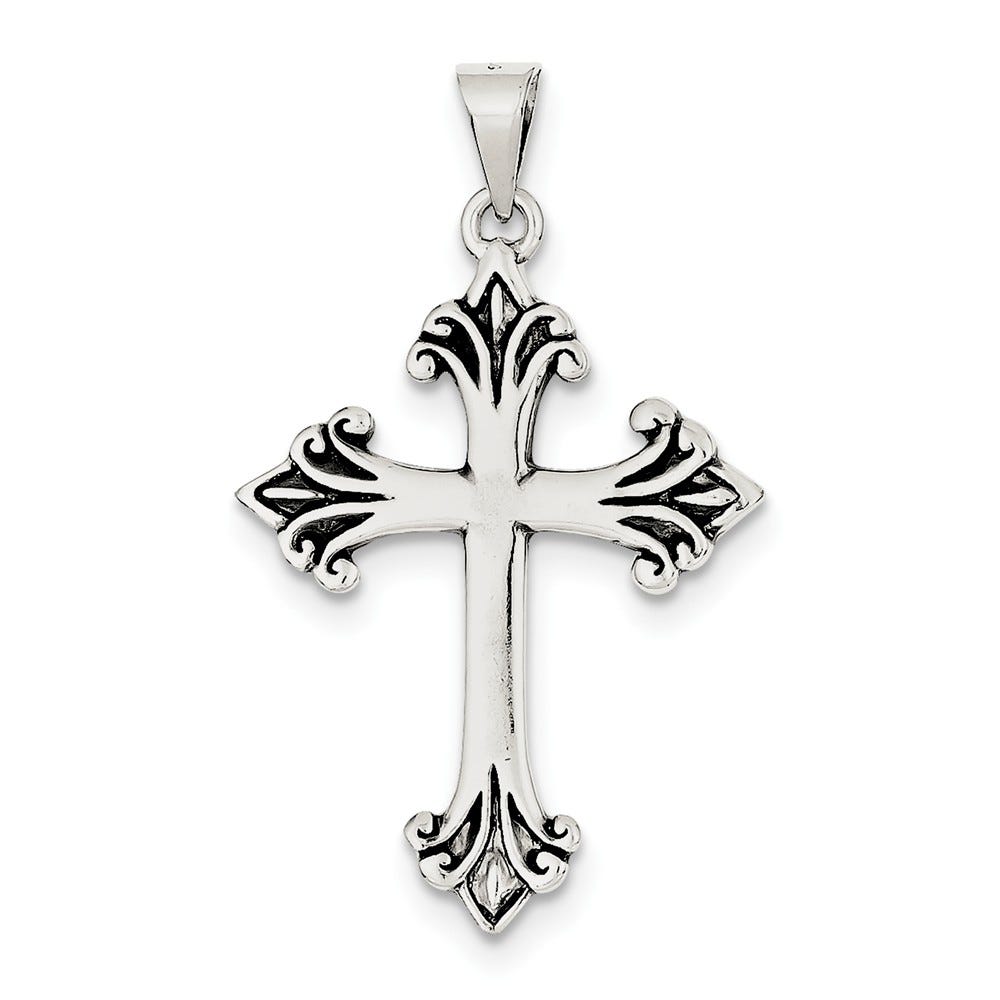 Sterling Silver Fleur De Lis Cross Pendant