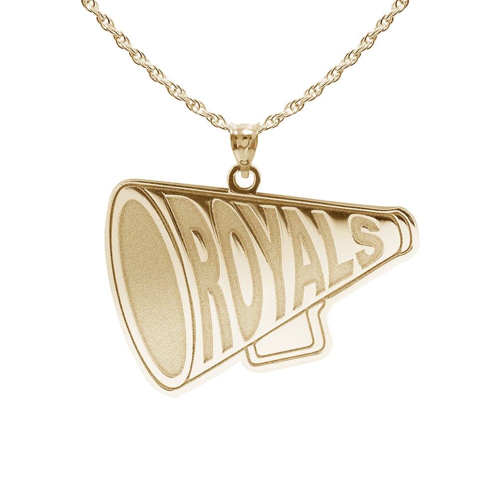 Custom Cheerleader "Megaphone" Charm or Pendant with Team Name