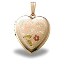 14K Gold Filled Mom Heart Photo Locket With Diamond