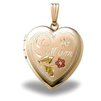 14K Gold Filled Mom Heart Photo Locket With Diamond