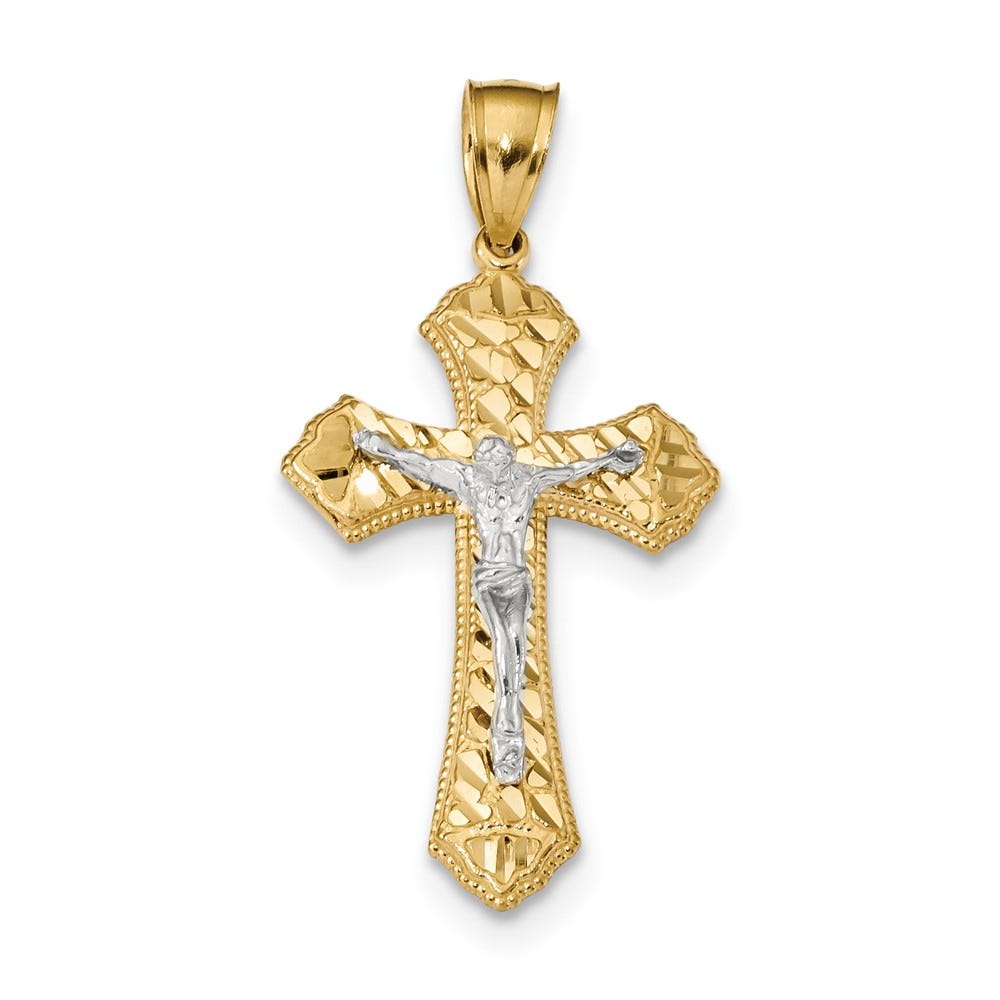 Two Tone Diamond Cut Passion Crucifix Pendant