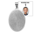 Custom Fingerprint Oval Charm or Pendant with Reverse Photo Option