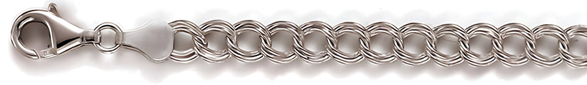 Sterling Silver Charm Bracelet Approx. 0.26 Inch Thick