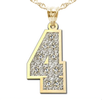 Jersey Single Number Charm or  Pendant w/ 10 Diamonds