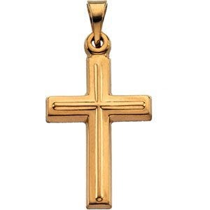 Solid 14K Yellow Gold Cross Pendant