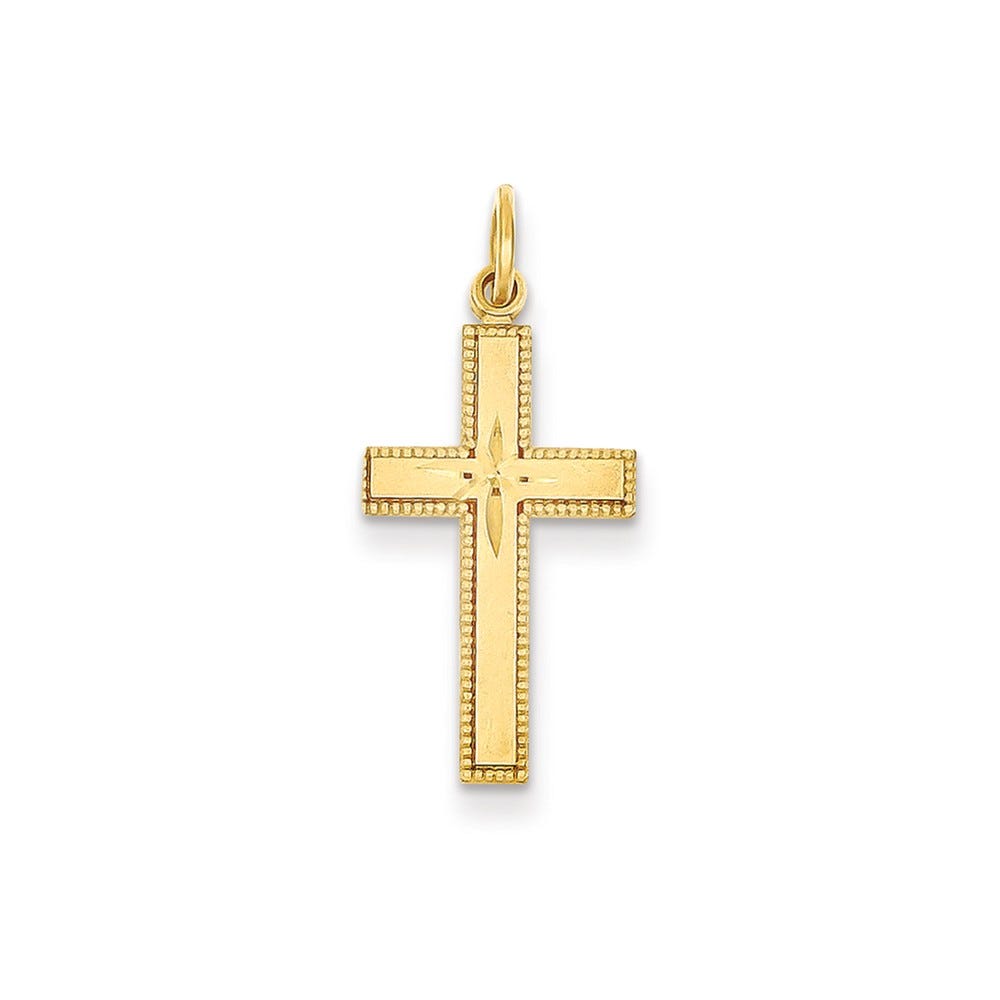 14K Diamond-Cut Cross Pendant