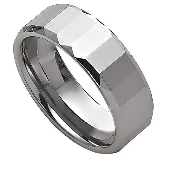 Tungsten Faceted Edges Approx. 0.31 Inch Polished Wedding Band