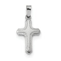 14K White Gold Polished Fancy Beaded-Edge Cross Pendant