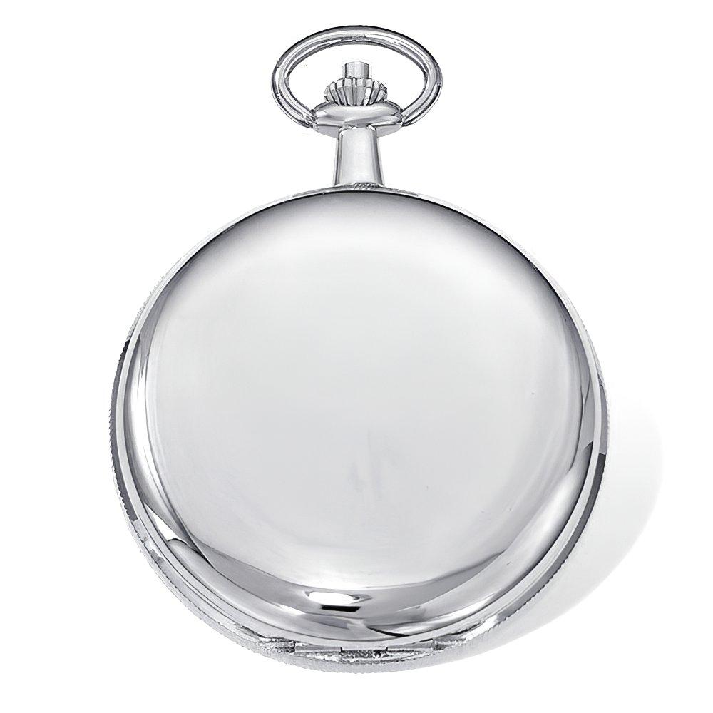 Polished Finish Stainless Steel Hunter Case Quartz Pocket Watch