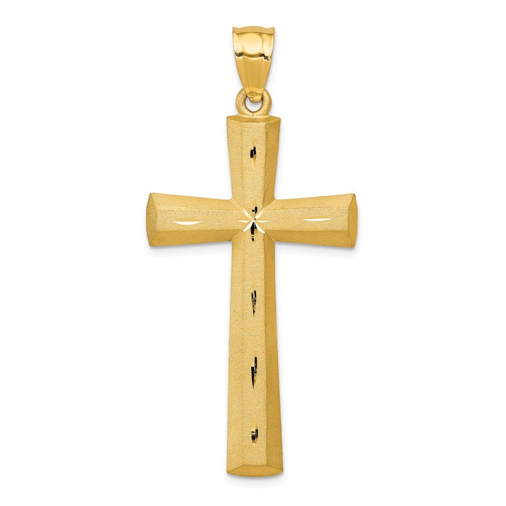 14k Satin & Diamond -cut Cross Pendant | PicturesOnGold.com