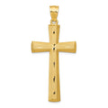 14K Satin And Diamond-Cut Cross Pendant