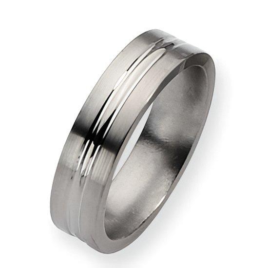Titanium Grooved Approx. 0.24 Inch Brushed and Polished Wedding Band