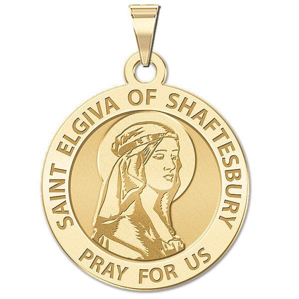 Saint Elgiva Of Shaftesbury Round Religious Medal