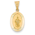 14K Gold Saint Jude Thaddeus Hollow Oval Charm