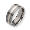 Titanium Sterling Silver Inlay Approx. 0.31 Inch Satin Wedding Band