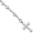 Sterling Silver & Freshwater Cultured Pearl Rosary Crucifix Bracelet