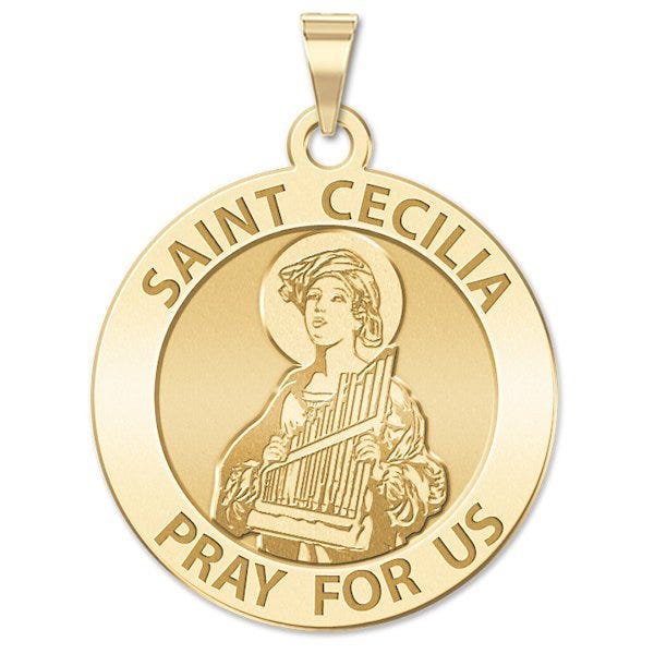 Saint Cecilia Round Religious Medal