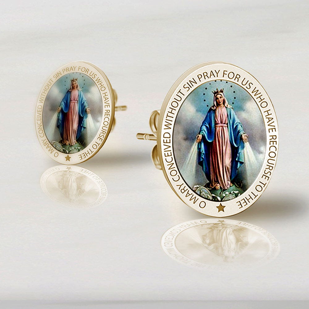 Pair Of Miraculous Medal Earrings