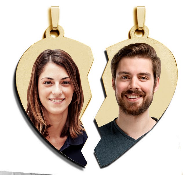 Double Heart Pendant Split in Two
