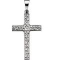 14K White Gold Scroll Pattern Cross Pendant