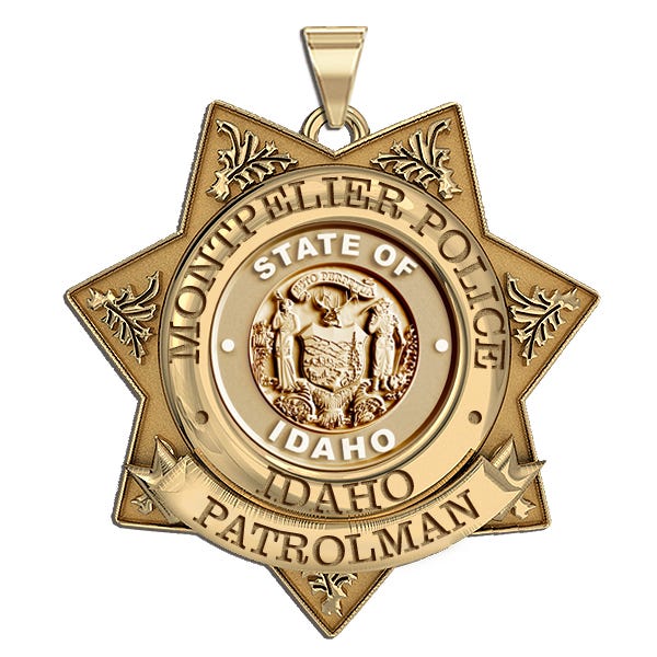 Personalized Idaho Patrolman Badge with Rank and State