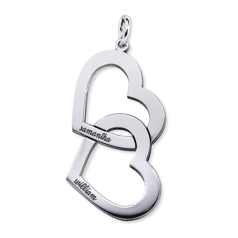 Interlocking Double Heart Name Necklace with Chain
