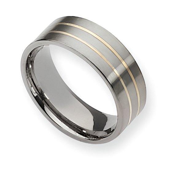 Titanium Sterling Silver Inlay Approx. 0.31 Inch Satin Wedding Band