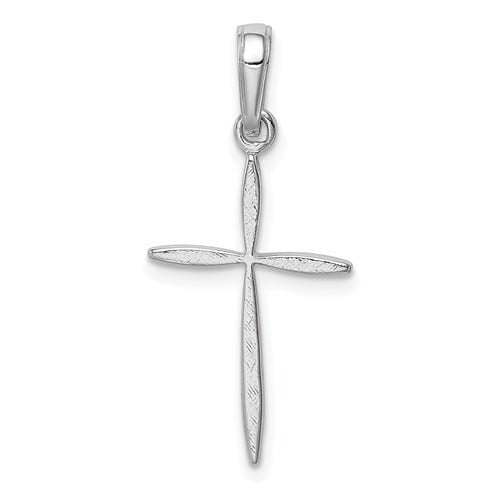 14K White Gold Textured Passion Cross Pendant
