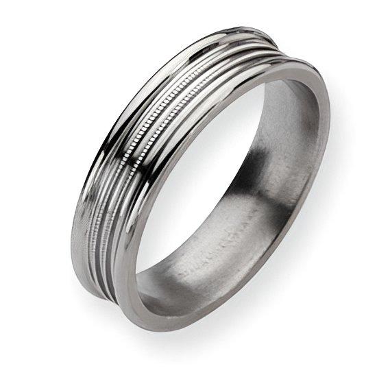 Titanium Grooved and Beaded Approx. 0.24 Inch Polished Wedding Band