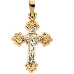 Two Tone Clovered-Ends Crucifix Pendant