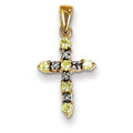 14K Peridot And Diamond Cross Pendant