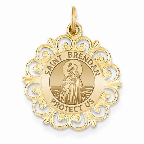 Saint Brendan Round Filigree Religious Medal
