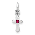 Sterling Silver July Crystal Cross Pendant