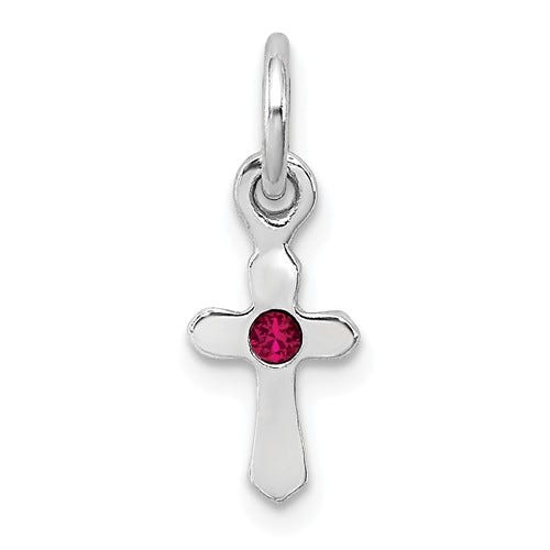 Sterling Silver July Crystal Cross Pendant