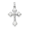 14K White Gold Polished Fleur De Lis Crucifix Pendant