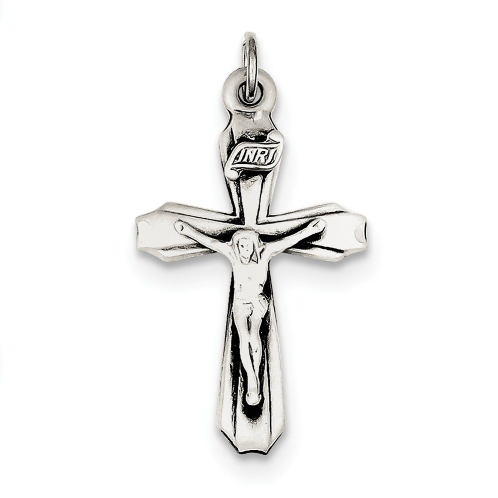 Antiqued Inri Flared-Arm Crucifix Pendant