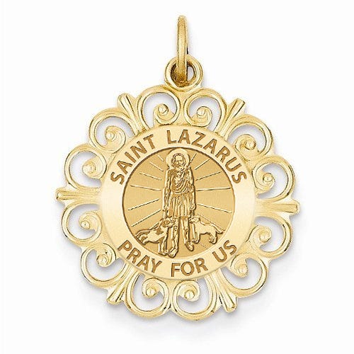 Saint Lazarus Round Filigree Religious Medal