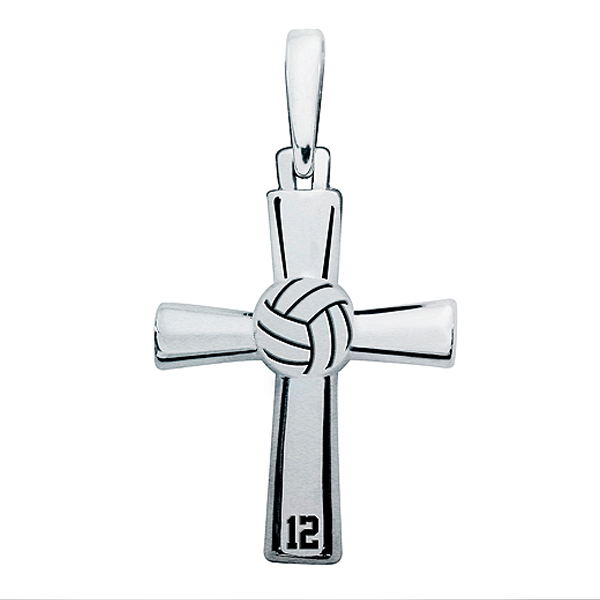 High Polished Volleyball Cross with Number