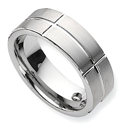 Dura Tungsten Grooved Flat Approx. 0.31 Inch Polished Wedding Band