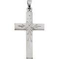 14K White Gold Sunburst-Center Cross Pendant