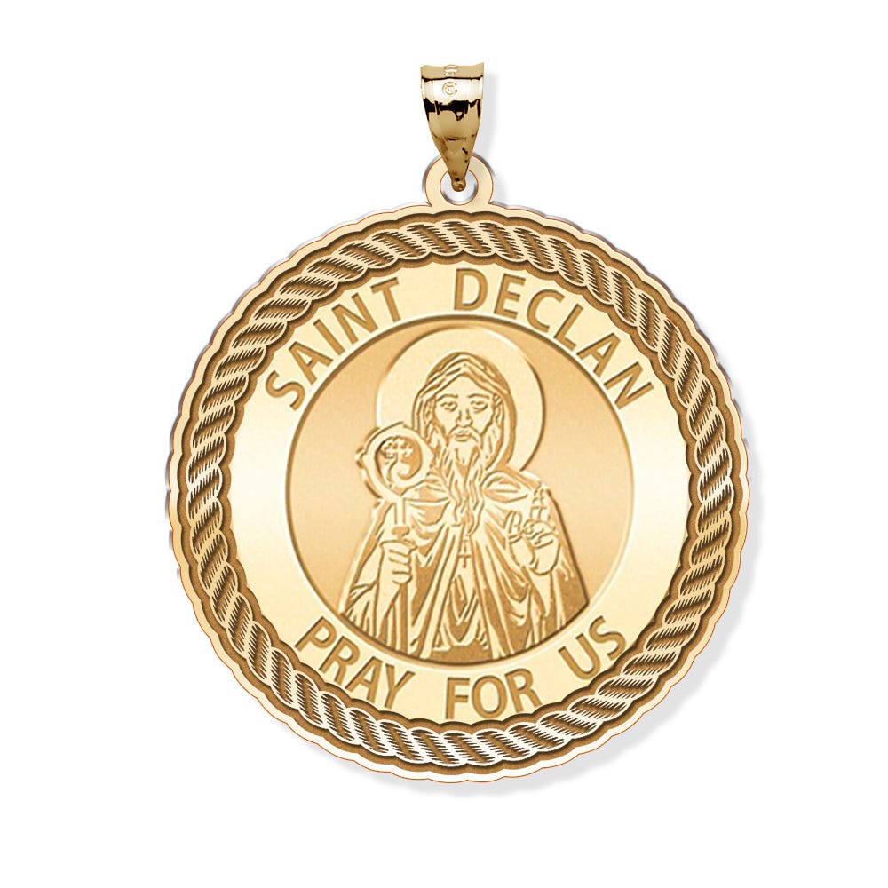 Saint Declan Round Rope Border Religious Medal