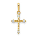 14K Yellow Gold Cz Beaded Cross Charm