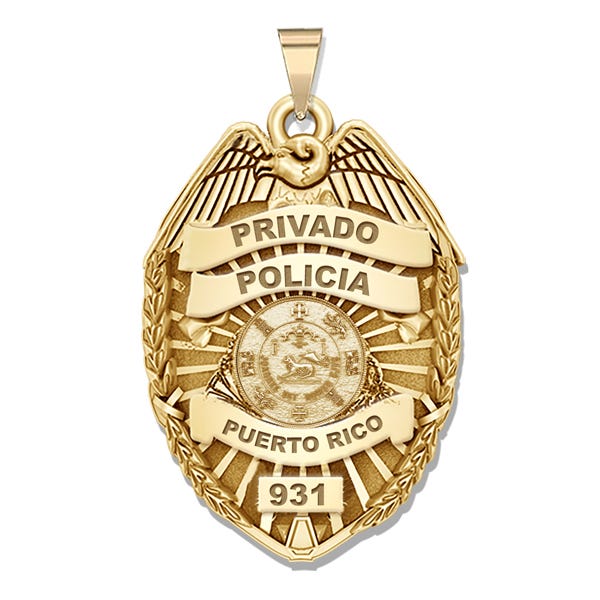 Personalized Puerto Rico Police Badge with Your Rank and Number