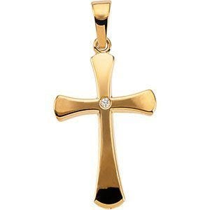 Rounded-Arm Cross Pendant With Diamond